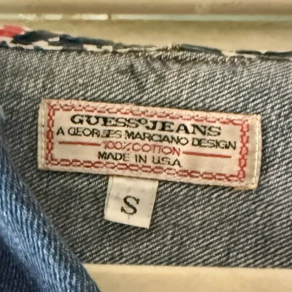 Vintage GUESS Jeans by Georges Marciano Cropped Denim Jacket Size Small - Picture 5 of 6
